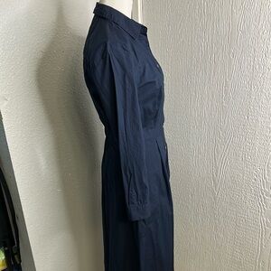 Blue Long Sleeve Buttoned Shirt Dress